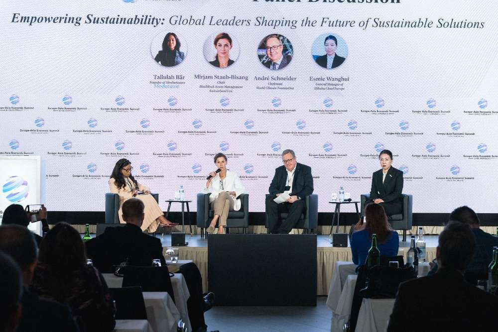 Moderating the Empowering Sustainability panel at the Europe-Asia Economic Summit, Davos