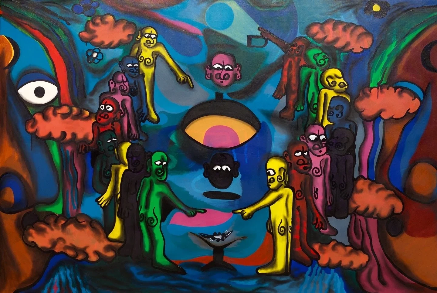 Fall, 2022 by Nana Danso, with brightly coloured figures and symbolic forms