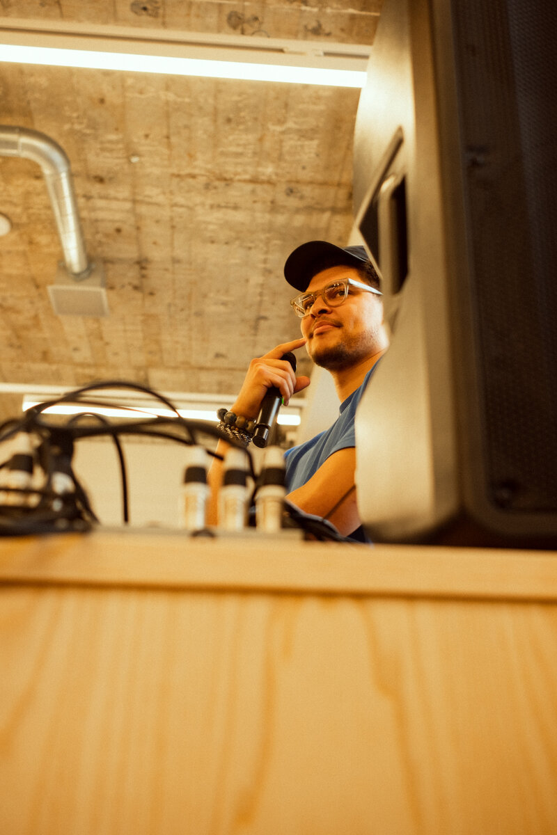 Blue Method behind the decks at HeadsQuarter
